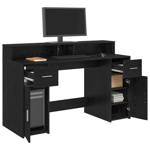 vidaXL Desk Black Oak 140 x 55 x 91 cm Engineered Wood
