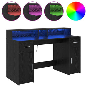 vidaXL Desk Black Oak 140 x 55 x 91 cm Engineered Wood