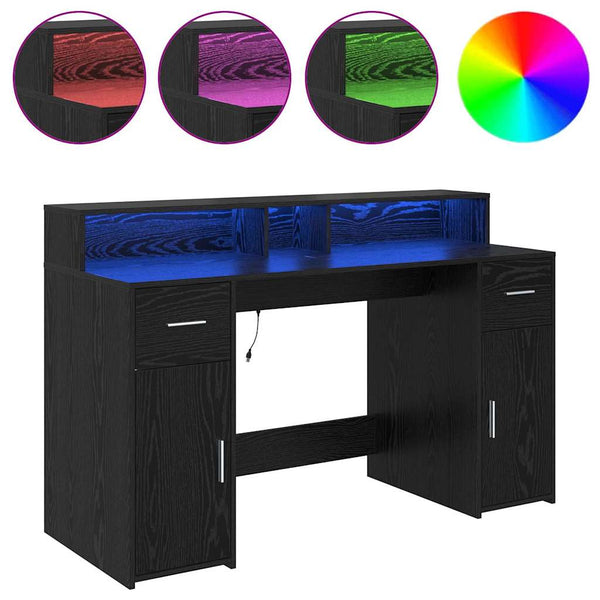 vidaXL Desk Black Oak 140 x 55 x 91 cm Engineered Wood