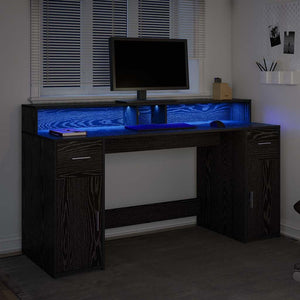 vidaXL Desk Black Oak 160 x 55 x 91 cm Engineered Wood