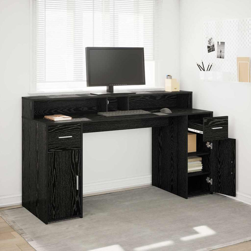 vidaXL Desk Black Oak 160 x 55 x 91 cm Engineered Wood