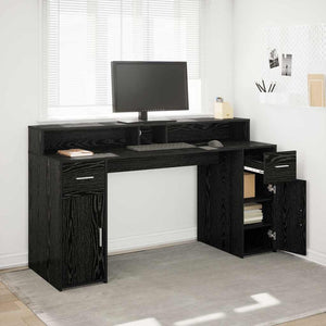 vidaXL Desk Black Oak 160 x 55 x 91 cm Engineered Wood