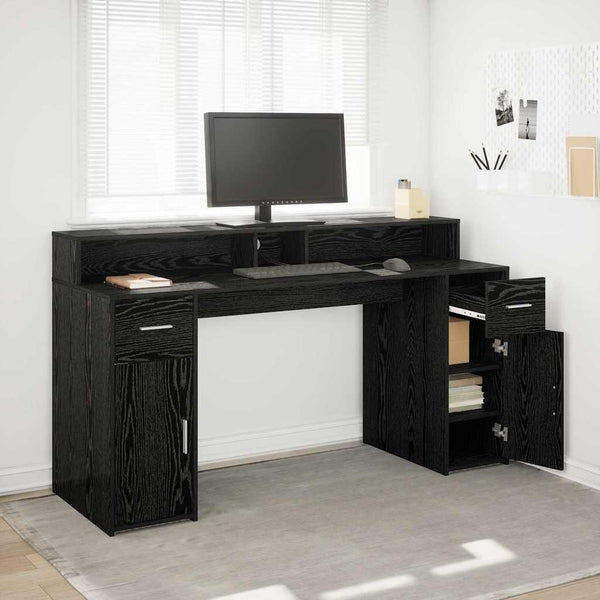 vidaXL Desk Black Oak 160 x 55 x 91 cm Engineered Wood