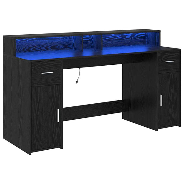 vidaXL Desk Black Oak 160 x 55 x 91 cm Engineered Wood