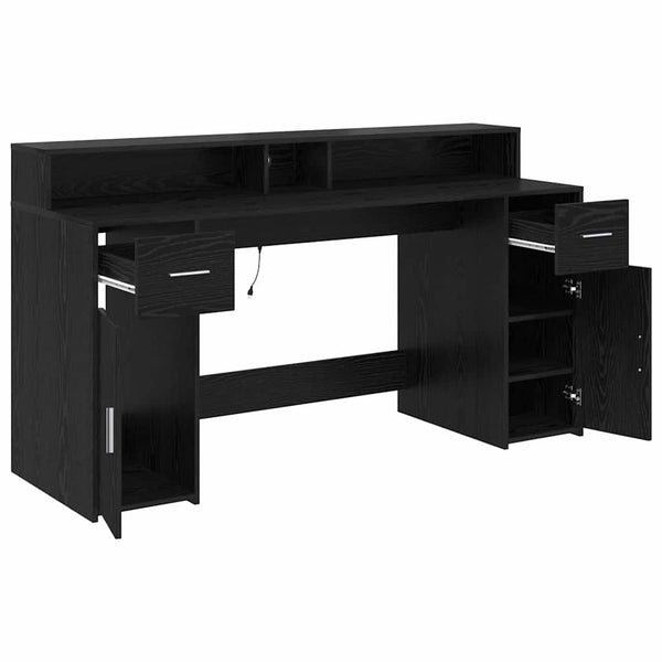 vidaXL Desk Black Oak 160 x 55 x 91 cm Engineered Wood