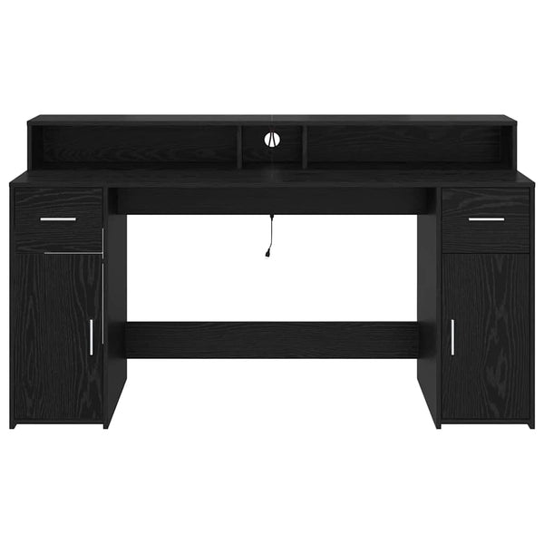 vidaXL Desk Black Oak 160 x 55 x 91 cm Engineered Wood
