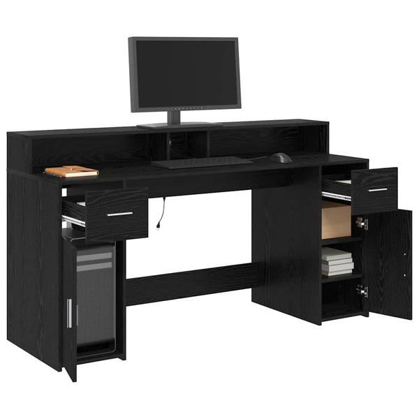 vidaXL Desk Black Oak 160 x 55 x 91 cm Engineered Wood