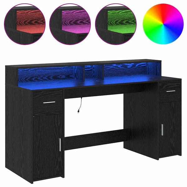 vidaXL Desk Black Oak 160 x 55 x 91 cm Engineered Wood