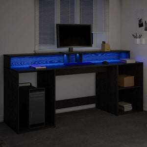 vidaXL Desk Black Oak 200 x 55 x 91 cm Engineered Wood
