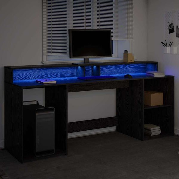 vidaXL Desk Black Oak 200 x 55 x 91 cm Engineered Wood