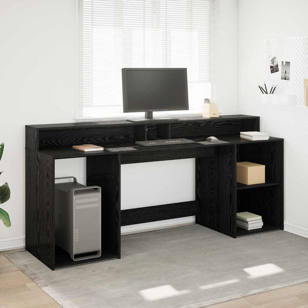 vidaXL Desk Black Oak 200 x 55 x 91 cm Engineered Wood