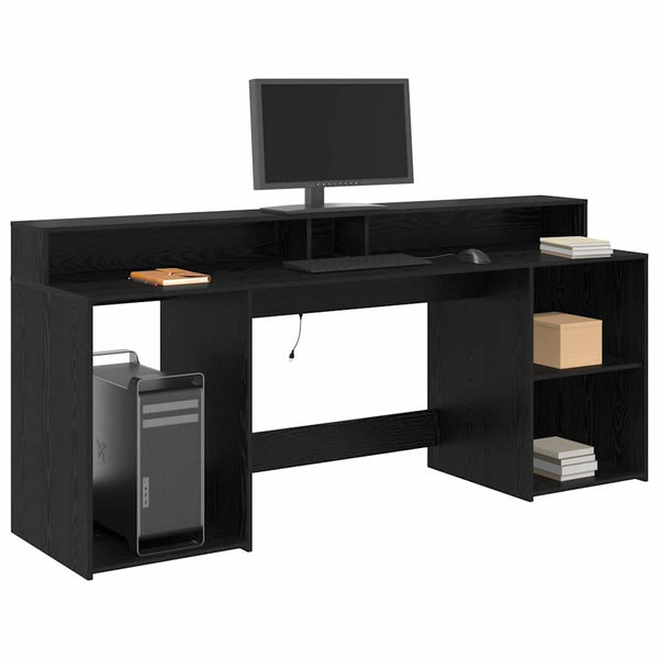 vidaXL Desk Black Oak 200 x 55 x 91 cm Engineered Wood