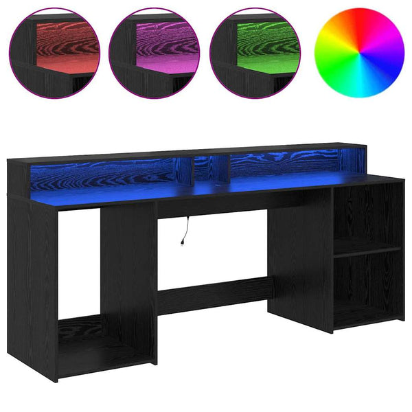 vidaXL Desk Black Oak 200 x 55 x 91 cm Engineered Wood