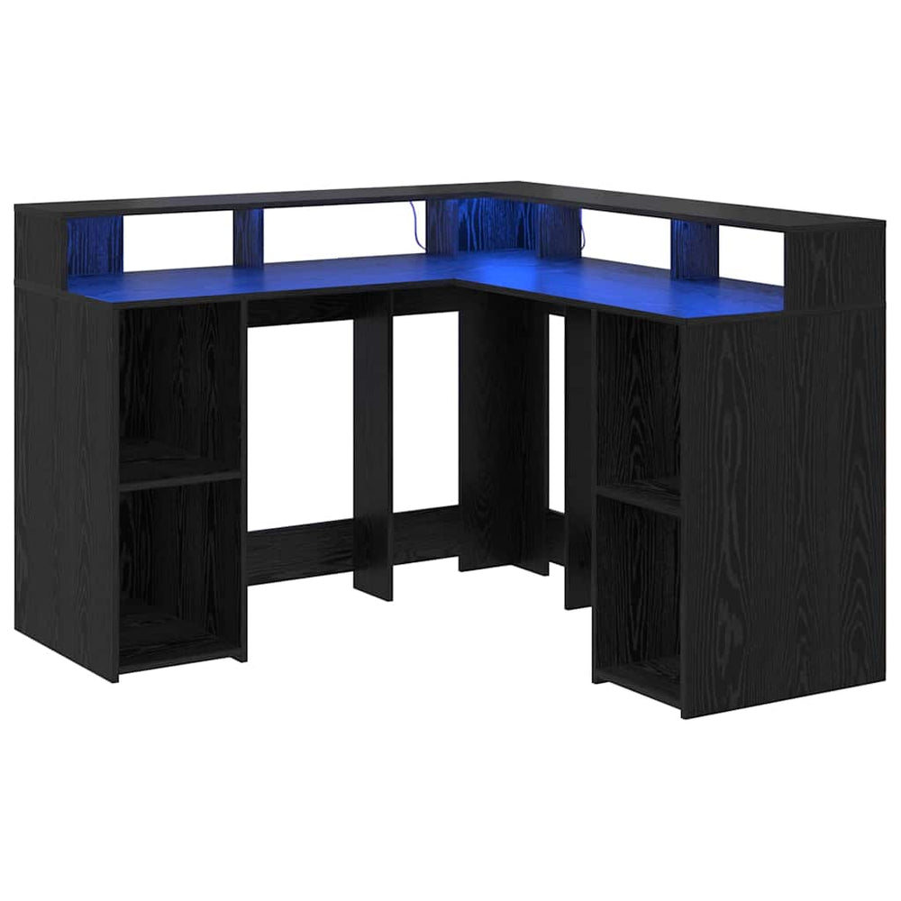 vidaXL Desk with Shelves Black Oak Look 130 x 130 x 91 cm