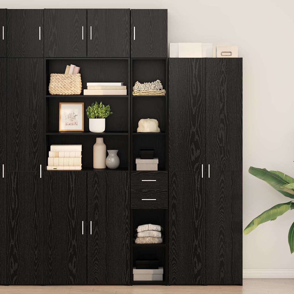 vidaXL Storage Cabinet with Drawers 2 pcs Black Oak Look
