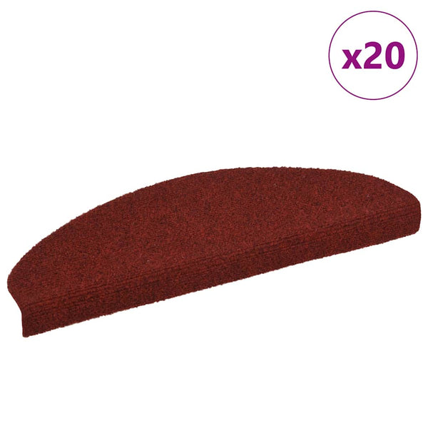 vidaXL Self-adhesive Stair Mats 20 pcs. 65x21x4 cm Bordeaux Red Semi-circular Large