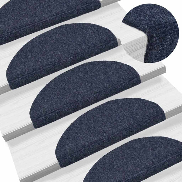 vidaXL Self-Adhesive Stair Mats 20 pcs. 65x21x4 cm Blue Semicircular Large