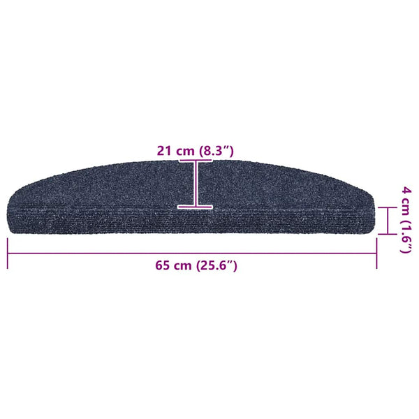 vidaXL Self-Adhesive Stair Mats 20 pcs. 65x21x4 cm Blue Semicircular Large