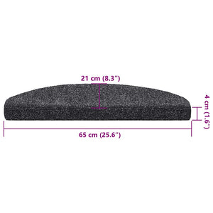 vidaXL Stair Mats Self-Adhesive 30 pcs 65x21x4 cm Dark Grey Semicircle Large