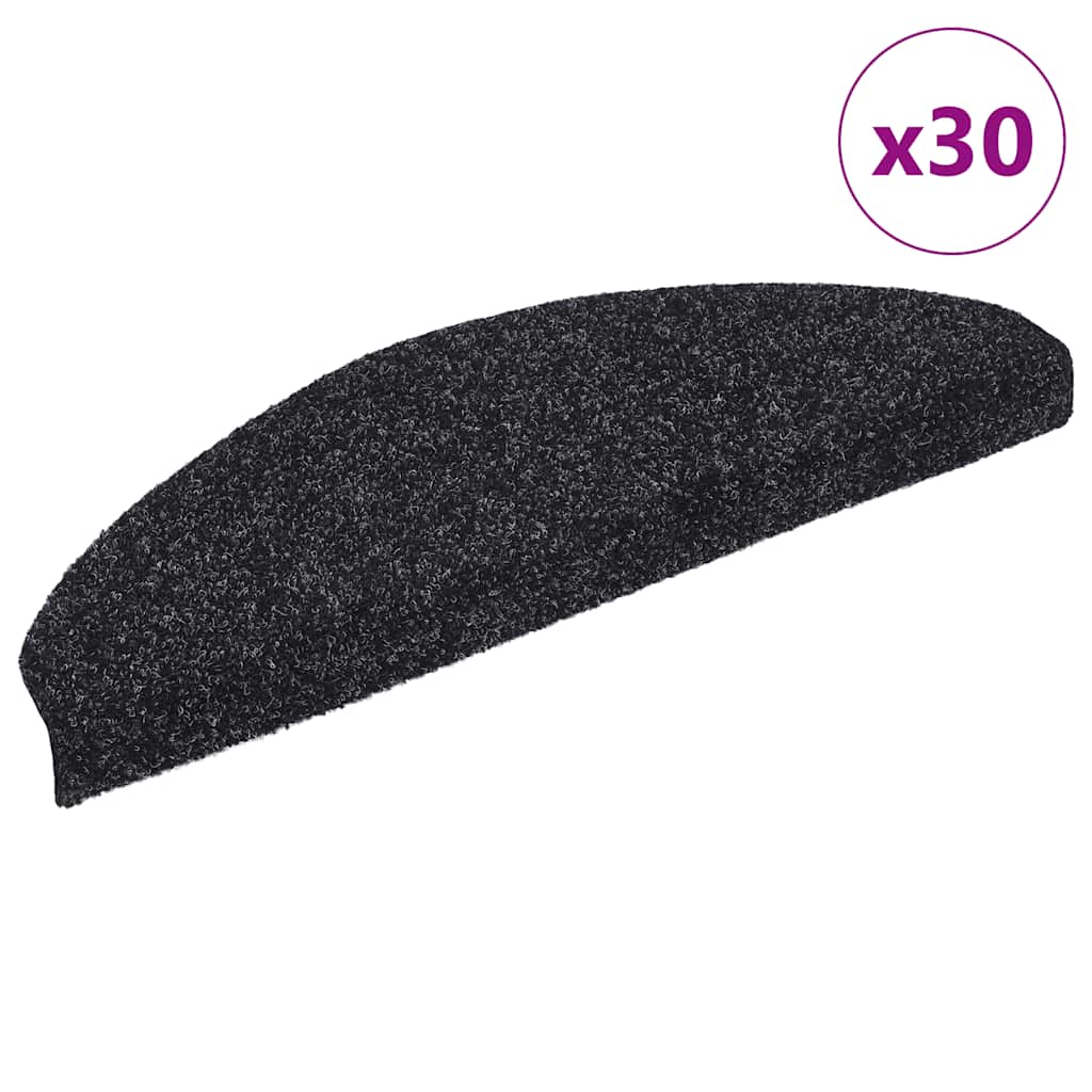 vidaXL Self-Adhesive Stair Treads 30 pcs. 65x21x4 cm Black Semi-Circular Large