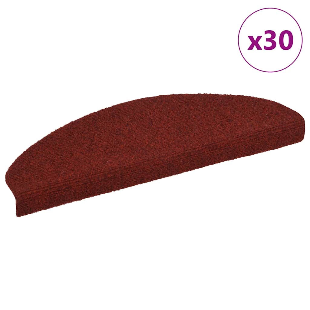 vidaXL Stair Mats Self-Adhesive 30 pcs. 65x21x4 cm Bordeaux Red Semi-Circular Large