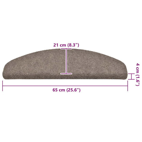 vidaXL Self-Adhesive Stair Treads 30 pcs 65x21x4 cm Beige Semi-Circular Large