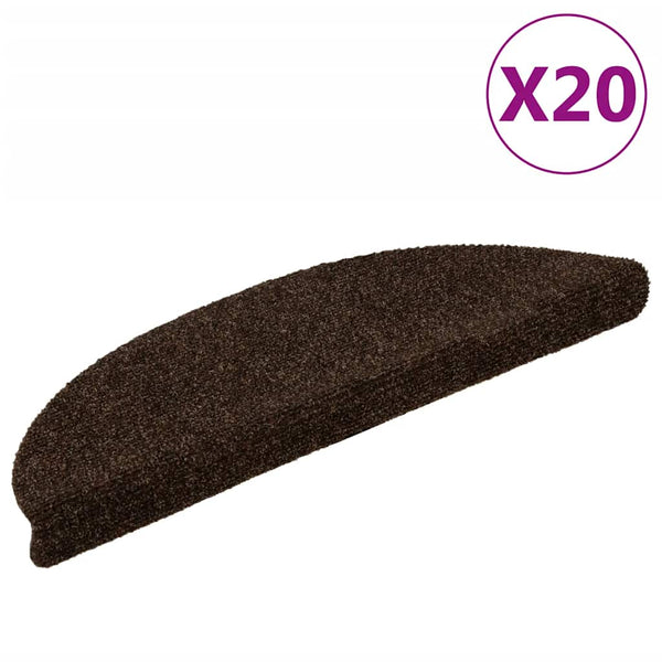 vidaXL Self-Adhesive Stair Mats 20 pcs. 56x17x3 cm Brown Semi-Circular