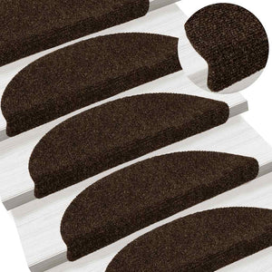vidaXL Self-Adhesive Stair Mats 20 pcs. 56x17x3 cm Brown Semi-Circular