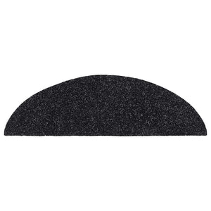 vidaXL Stair Mats Self-Adhesive 30 pcs 56x17x3 cm Black Half-Round