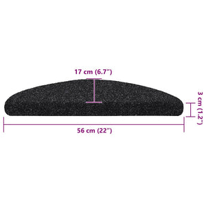 vidaXL Stair Mats Self-Adhesive 30 pcs 56x17x3 cm Black Half-Round