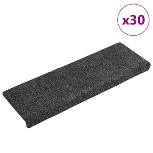 vidaXL Self-Adhesive Stair Mats 30 pcs 65x21x4 cm Dark Gray Rectangular Edge