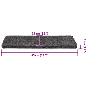 vidaXL Self-Adhesive Stair Mats 30 pcs 65x21x4 cm Dark Gray Rectangular Edge
