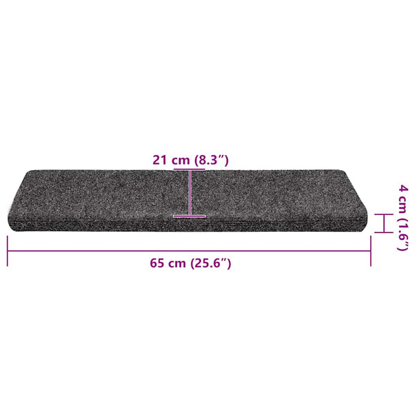 vidaXL Self-Adhesive Stair Mats 30 pcs 65x21x4 cm Dark Gray Rectangular Edge
