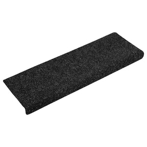 vidaXL Self-Adhesive Stair Mats 30 pcs 65x21x4 cm Black Rectangular Edge