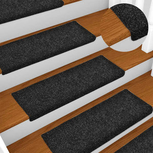 vidaXL Self-Adhesive Stair Mats 30 pcs 65x21x4 cm Black Rectangular Edge