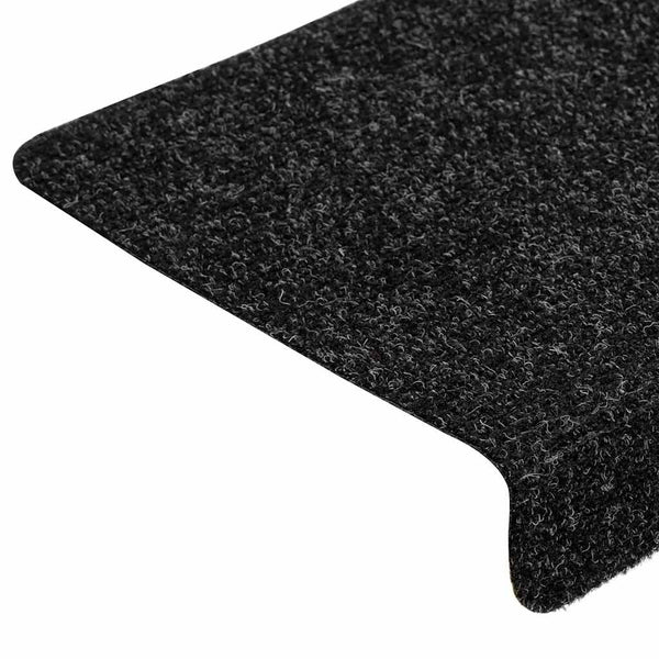 vidaXL Self-Adhesive Stair Mats 30 pcs 65x21x4 cm Black Rectangular Edge