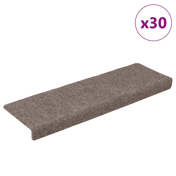vidaXL Stair Mats Self-Adhesive 30 pcs. 65x21x4 cm Beige Rectangular Edge
