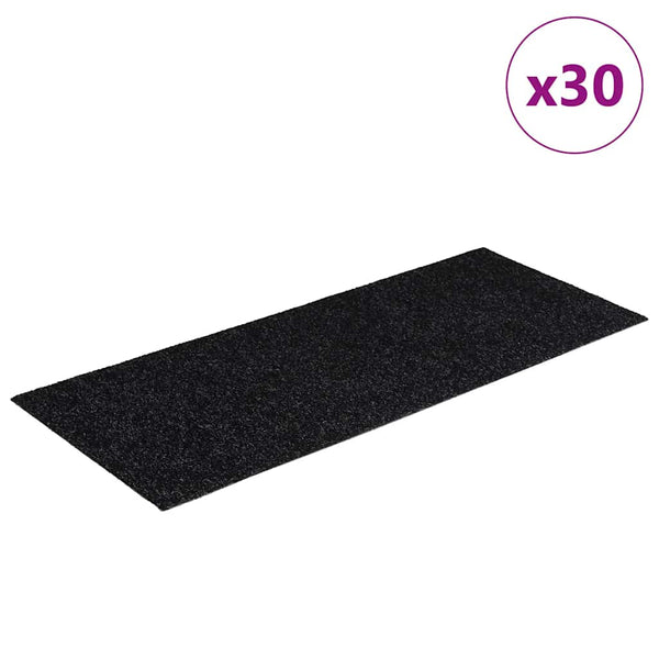 vidaXL Stair Mats Self-Adhesive 30 pcs 60x25 cm Black Rectangular