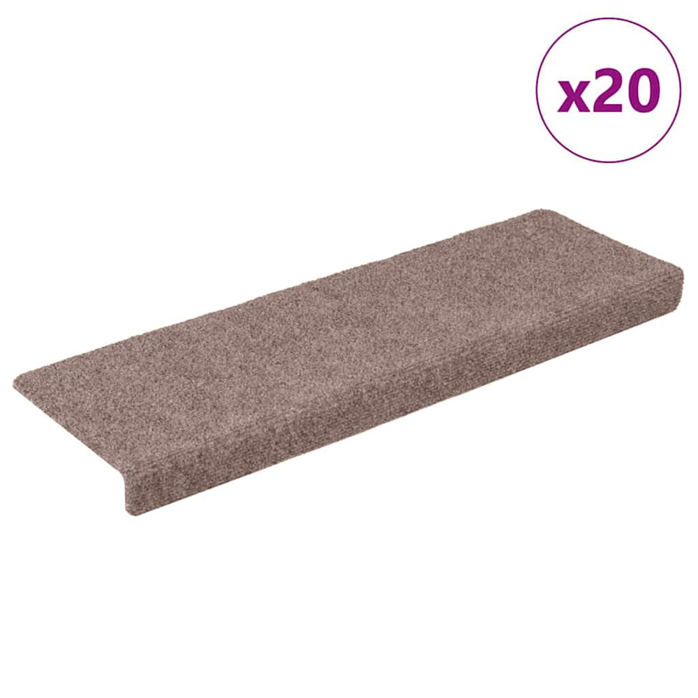 vidaXL Self-Adhesive Stair Mats 20 pcs. 65x21x4 cm Light Brown Rectangular Edge