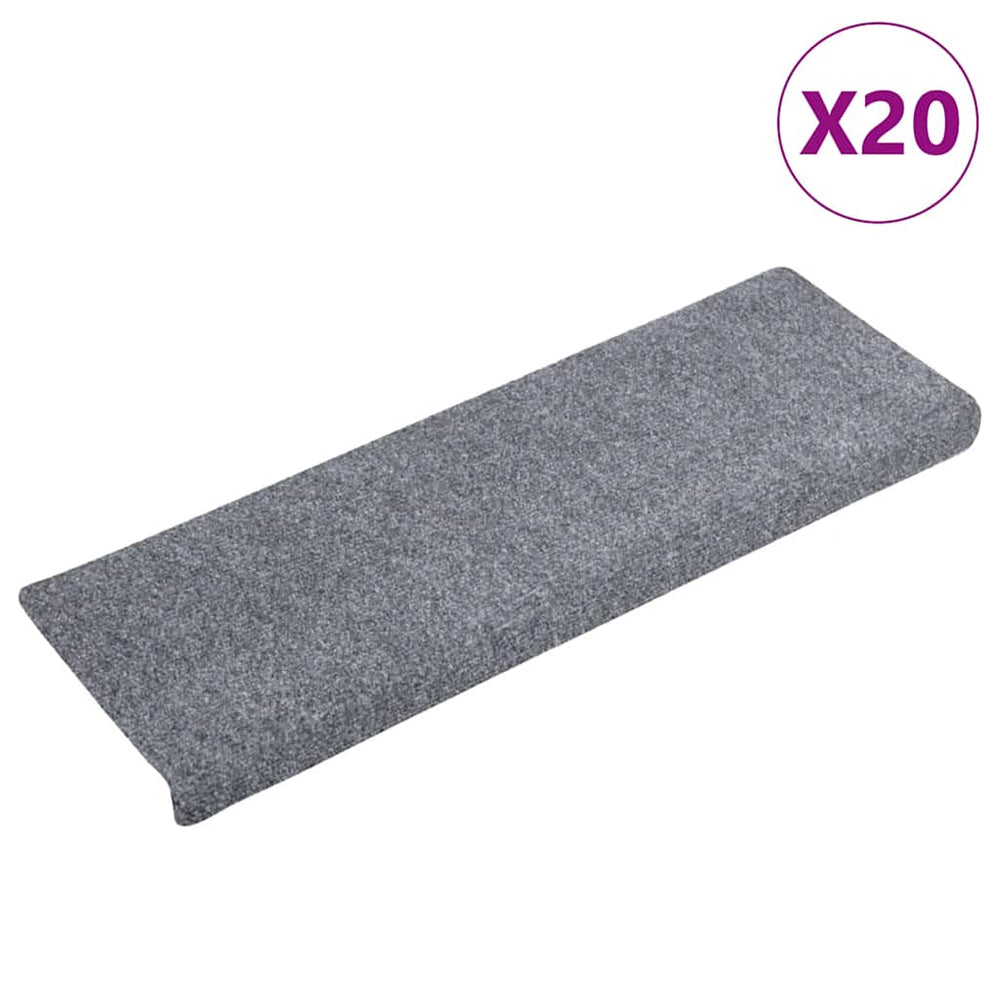 vidaXL Self-Adhesive Stair Mats 20 pcs. 65x21x4 cm Light Grey Rectangular Edge