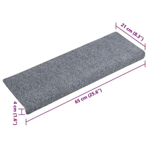 vidaXL Self-Adhesive Stair Mats 20 pcs. 65x21x4 cm Light Grey Rectangular Edge