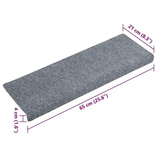 vidaXL Self-Adhesive Stair Mats 20 pcs. 65x21x4 cm Light Grey Rectangular Edge