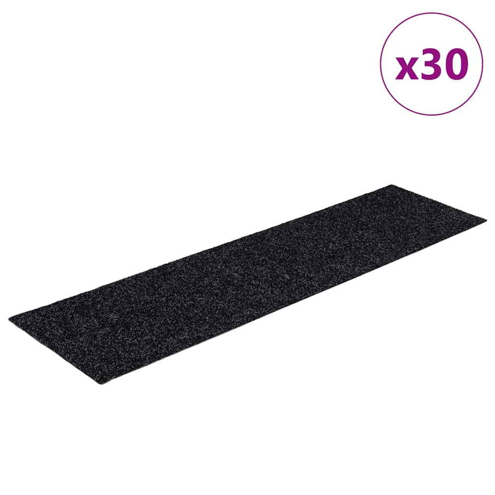 vidaXL Stair Mats Self-Adhesive 30 pcs 76x20 cm Black Rectangular