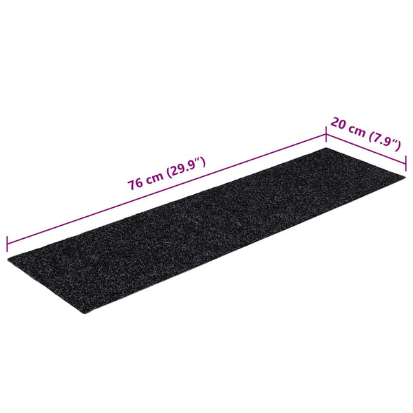 vidaXL Stair Mats Self-Adhesive 30 pcs 76x20 cm Black Rectangular
