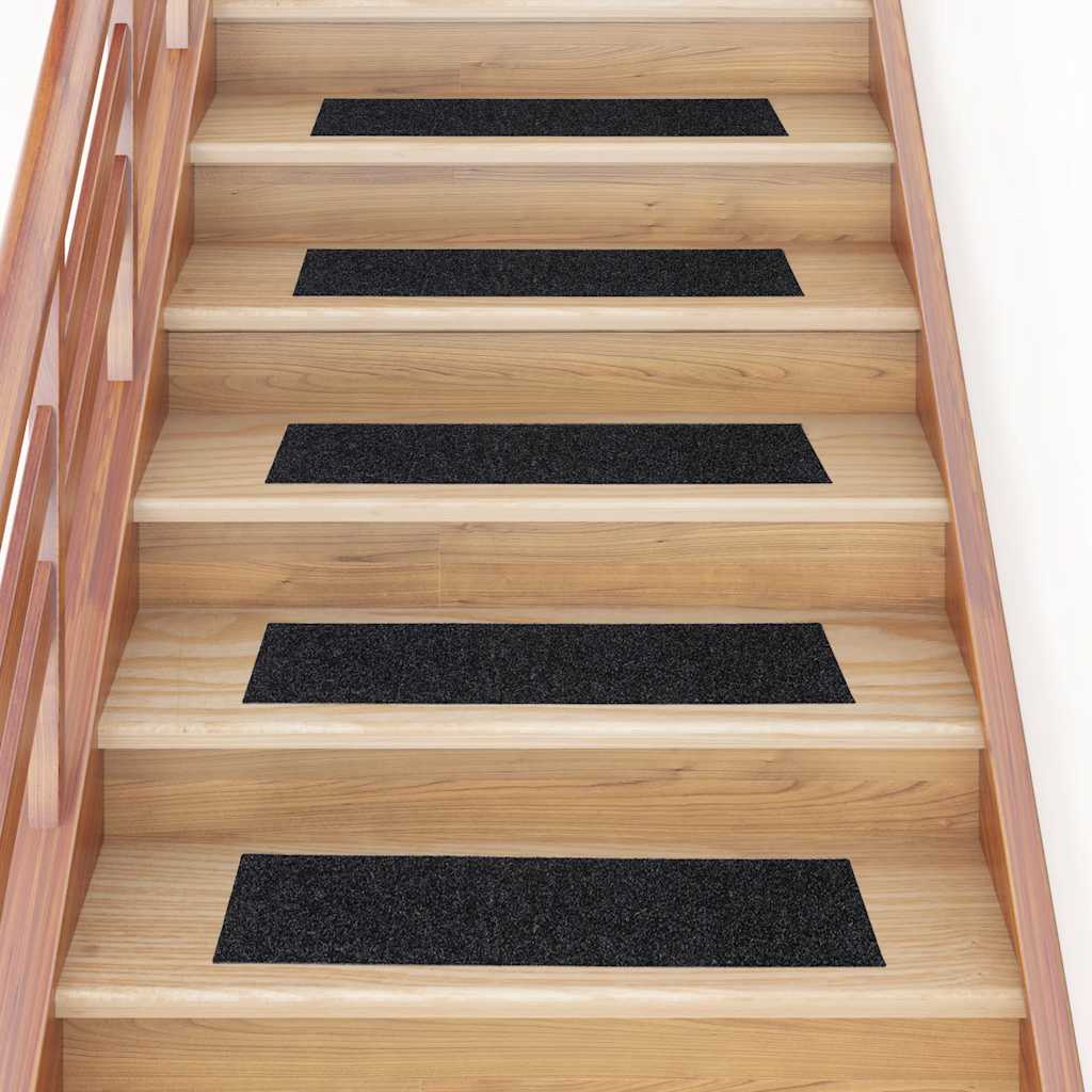 vidaXL Stair Mats Self-Adhesive 30 pcs 76x20 cm Black Rectangular