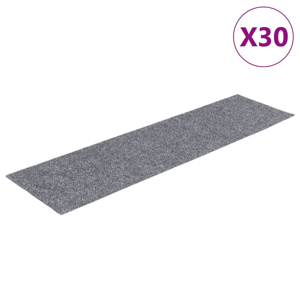 vidaXL Stair Mats Self-Adhesive 30 pcs 76x20 cm Light Grey Rectangular