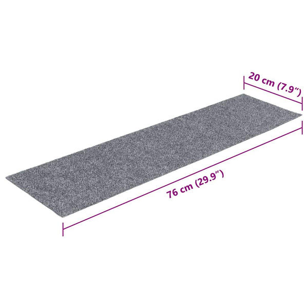 vidaXL Stair Mats Self-Adhesive 30 pcs 76x20 cm Light Grey Rectangular