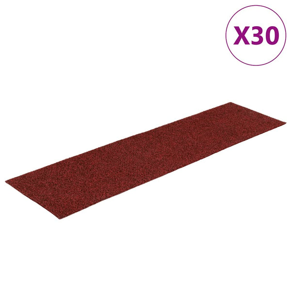 vidaXL Stair Mats Self-Adhesive 30 pcs. 76x20 cm Burgundy Rectangular