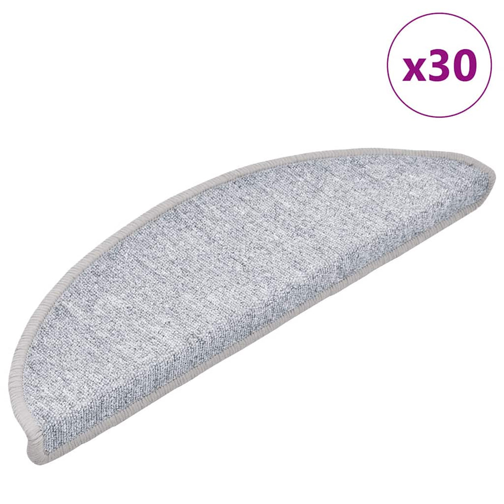 vidaXL Stair Mats 30 pcs. 56x17x3 cm Light Grey Half-Round