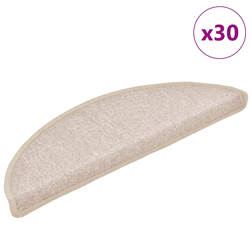 vidaXL Stair Mats 30 pcs. 56x17x3 cm Taupe Semi-circular